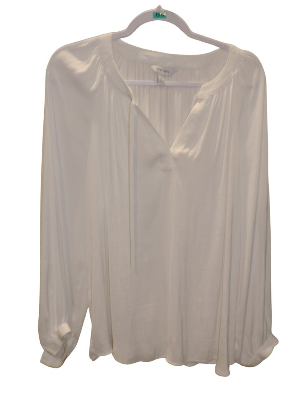 Nine West Cream Long Sleeve Peasant Blouse